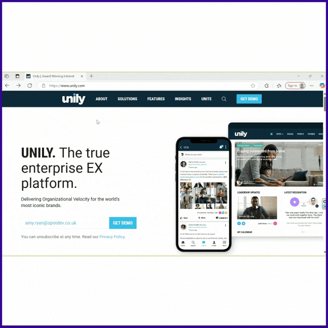 Unily Old Website Recap